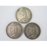 Three Victorian Silver Crowns _ 1887, 1889 & 1890