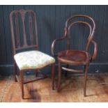 A late Victorian bentwood chair, with hoop backs, solid seat, on swept legs, together with an