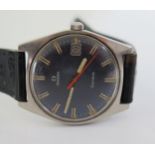 A 1970's Gent's OMEGA Stainless Steel Cased Manual Wind Wristwatch with aubergine dial, the 34.5mm