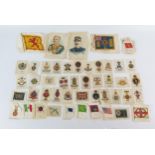 A collection of Kensitas cigarette silks, includes Regimental badges, Regimental Colour, and General