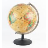 A 1980 Scan-Globe 12ins Terrestrial Globe, mounted on a circular base, overall height 43cm.