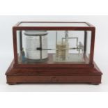 Short & Mason, London, a mahogany cased barograph with twelve tier vacuum and single recording