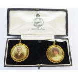 A Pair of Edwardian Photographic Portraits in gilt metal mounts and in Reid & Sons fitted leather