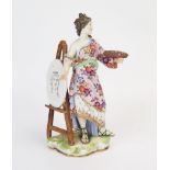 Mid 19th Century Meissen Style Figure of an Artist, blue cross marks incised, impressed number 12,