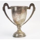 A George V silver twin-handled trophy cup, maker J W Tiptaft & Son Ltd, Birmingham, 1933, inscribed,