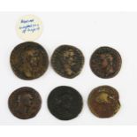 Roman six x Mainly Dupondius with Hadrian Sestertius and Augustus Dupondius.