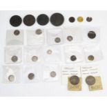 A mixed group of copper and other English coins including a cartwheel and penny and twopence and