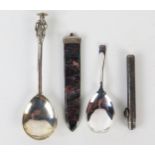 A George V silver apostle spoon, maker Thomas Bradbury & Son, Sheffield, 1923, with pear-shaped