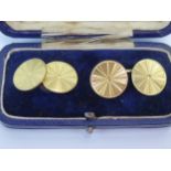 A Pair of Early 20th Century 18ct Gold Shield Shape Cufflinks with engine turned decoration, 15mm
