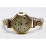 A Ladies MAJEX 9ct Gold Cased Wristwatch, back weighs 2.3g. A/F