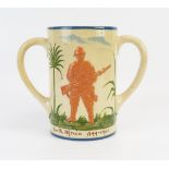 An Aller Vale pottery 'Tommy Atkins' Boer War commemorative mug: of cylindrical form with low relief