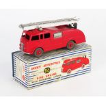 Dinky 955 Fire Engine with Extending Ladder - red body and grooved hubs, silver ladder, grey tyres -