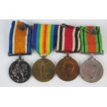 A World War One group of four to 8-37136. Pte. L.C.Cornelius. Devon. R. includes 19134-18 War