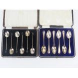 A set of six George V silver coffee spoons, maker James Dixon & sons Ltd, Sheffield, 1924, cased,