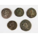 Six Roman denarius, Faustina, Septimus Severus, Marcus Aurelius Vespasian and Roman Republic (Rufus)