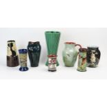 A Taw Vale pottery vase "Anybody Seen Our Cat" together with various other assorted vases and