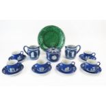 A Wedgwood jasperware part coffee service, including six cups, six saucers, two cream jugs a sugar