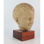 After the antique, Head of Eros, resin and faux marble, mounted on a polished wood base, overall