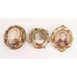 Three Victorian Double Sided Photograph Lockets, largest 63x55