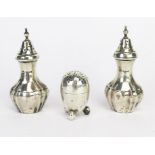 Three assorted silver condiments, various makers and dates, total weight of silver 103gms, 3.31ozs.