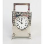 A George V silver carriage clock, maker Mappin & Webb, London, 1910, the rectangular case with