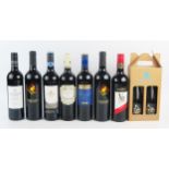 Seven bottles of assorted red wines including Merlot, Shiraz, Cabernet Merlot, together with two