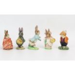 Five Beswick and Royal Doulton Beatrix Potter character figures, includes Little Black Rabbit,