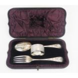 A Victorian silver two-piece Hanoverian pattern christening set, maker Atkin Brothers, Sheffield,