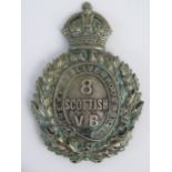 A British regimental cap badge, for The Kings Liverpool Regiment, 8 Scottish VB.