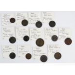 Isle of Man 1830 penny, 1733/1758/1811/1830/1831 halfpenny tokens with four Scottish tokens and four