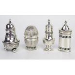 Four assorted silver condiments, various makers and dates, total weight of silver 106gms, 3.41ozs.
