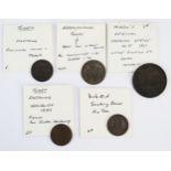 Mihell's 1800 1d Caravan Office No15 penny token with Hertfordshire shilling token and three x