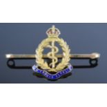 A Royal Army Medical Corps Yellow Metal and Enamel Sweetheart Brooch, 45mm, 4.6g