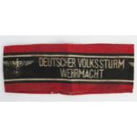 A Third Reich period, Volkssturm printed linen arm band