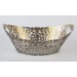 A continental silver bonbon basket, stamped marks, incised M V Sidonia, of oval outline with pierced