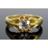 An Exceptional Antique Gent's Diamond Solitaire Ring in an 18ct Gold Setting, the c. 6.8mm(diam.)