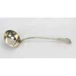 A Victorian silver Kings pattern soup ladle, maker Chawner & Co, London, 1867, 33cm long, 280gms,