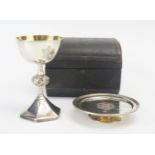 A Victorian silver travelling Communion set, maker Charles Lias, London, 1845, includes paten and