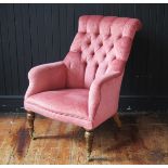 A Brights of Nettlebed 19th century style fully upholstered armchair, with padded button-down back