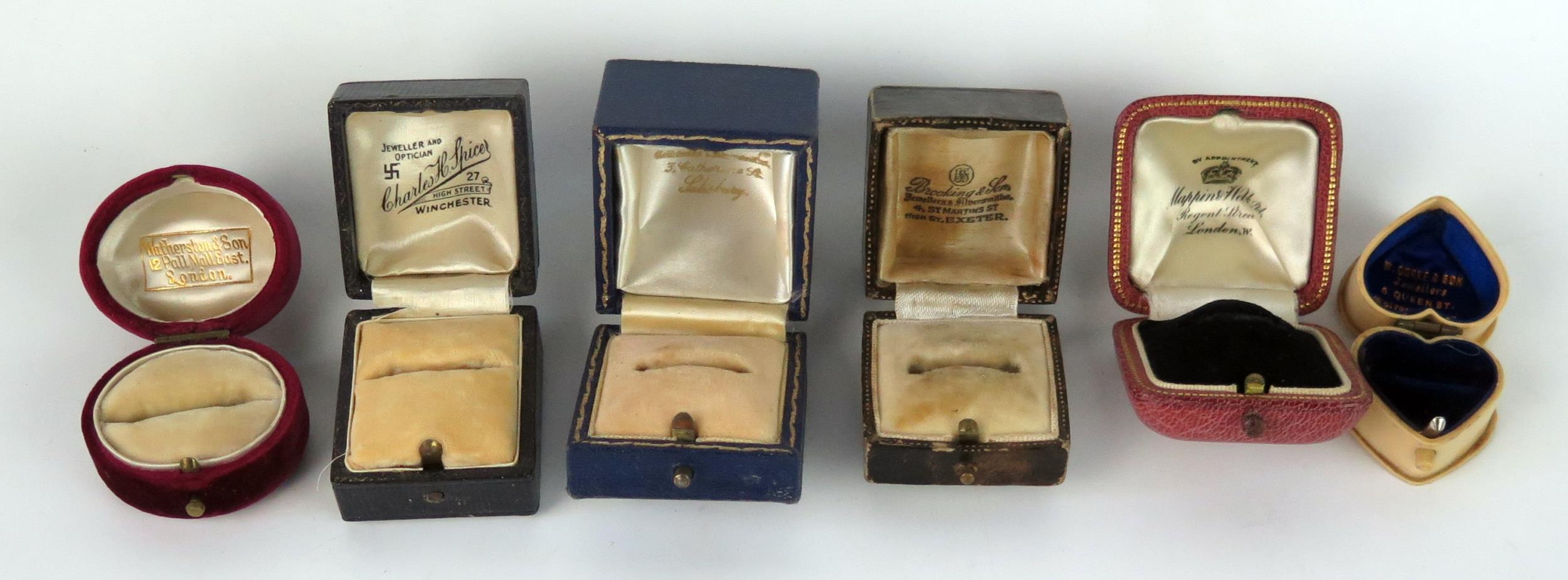 Six Vintage Ring Boxes _ all named including Mappin & Webb and Watherston & Son - Image 2 of 2