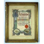 An Early 20th century illuminated long service certificate for the British Small Arms Co. 39 x