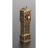 A Hallmarked 9ct Gold Charm Longcase or Grandfather Clock with button to the back to articulate