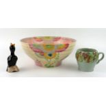 Clarice Cliff, a pottery fruit bowl, with painted floral decoration, 24cm diameter, a Clarice Cliff,