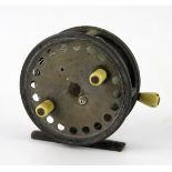 Hardy Brothers, Alnwick, a 3 1/2ins The Silex No2 alloy reel. with ventilated drum , twin ivorine