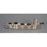 An Edward VII silver miniature coffee set, maker Cornelius Saunders & James Shepherd, Birmingham,