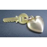 A Hallmarked 9ct Gold Charm 'Key to My Heart', 2.4g