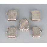 A collection of five assorted silver vesta cases, various makers and dates, total weight of silver