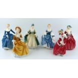 A collection of six Royal Doulton figurines, includes HN1992, Christmas Morn, HN2264 Elegance,