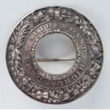 A 93rd Sutherland Highlanders officerâ€™s silver plaid brooch, marks rubbed, maker JH, the quoit