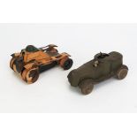 2 Tinplate Clockwork Military Vehicles - (1) pre-war armoured car stamped "Foreign" for British